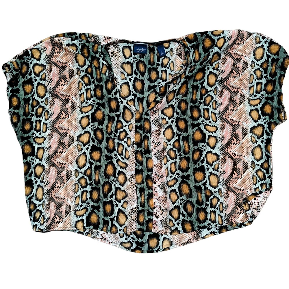 Daytrip sz Small Snakeskin Print Semi Sheer Oversized Slouchy Blouse